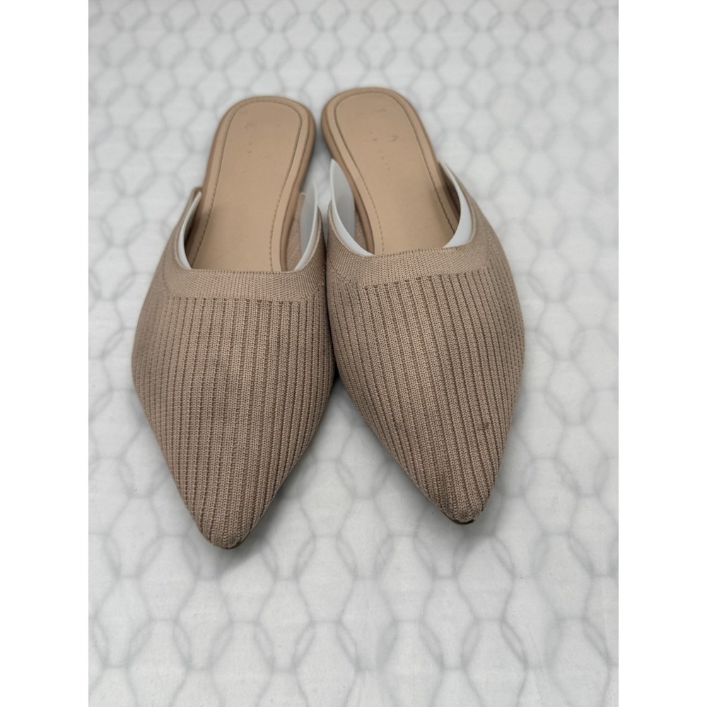 Lulus Jeaney Women's Mule 9 Nude Beige Ribbed Knit Pointed Toe Slip On Shoes